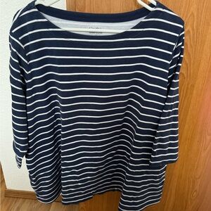 Croft & Barrow Navy and White Striped Long Sleeve Top